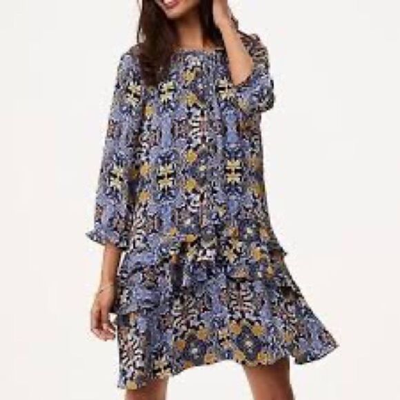Loft Floral Ruffle Swing Dress - Sz XSP - Picture 16 of 16